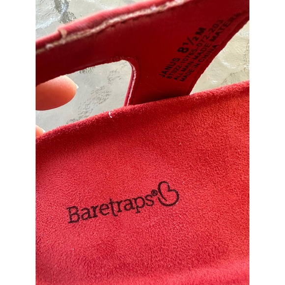 Baretraps Janus Red Strappy Wedge Sandals Women's 8.5 M Faux Sude - Picture 4 of 11